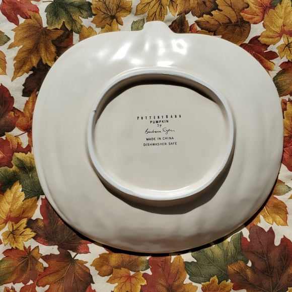 3 Pottery Barn White Pumpkin Plates - Picture 4 of 6